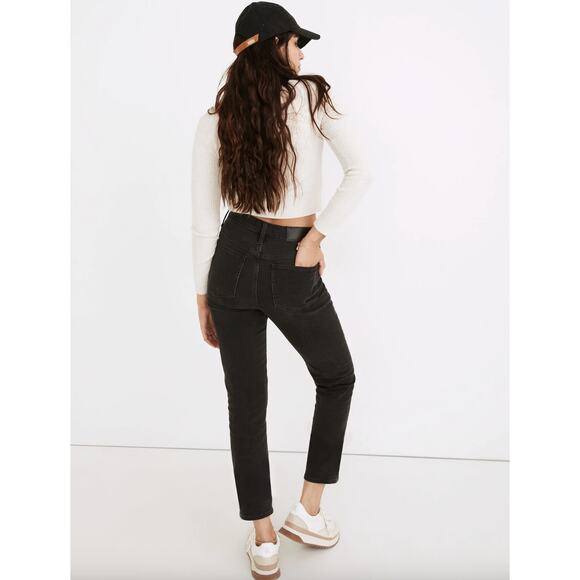 Madewell Classic Straight Jeans Lunar Wash Black High Rise Stretch Denim US 24 - Picture 4 of 16